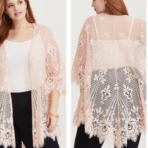 Torrid Gray Lace Open Cardigan